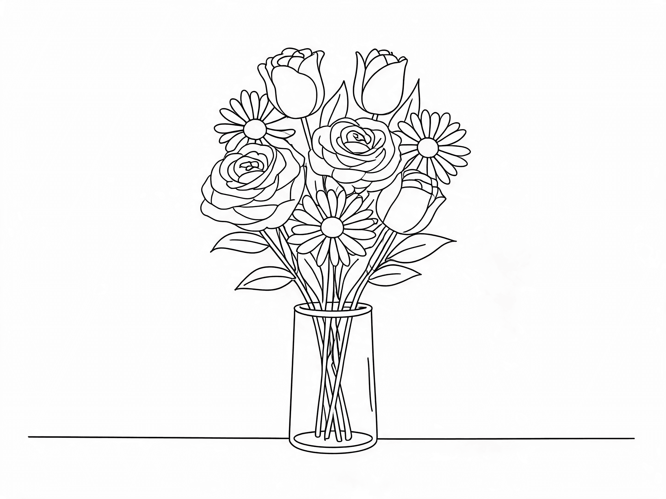 Official flower gift line art for printable coloring.