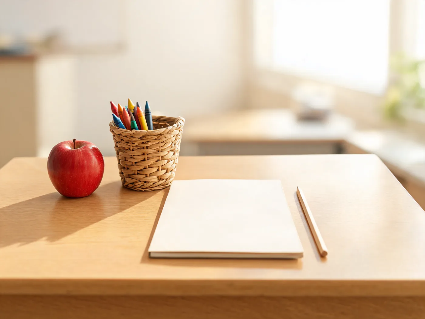 Before demo photo of classroom objects used for coloring page preview