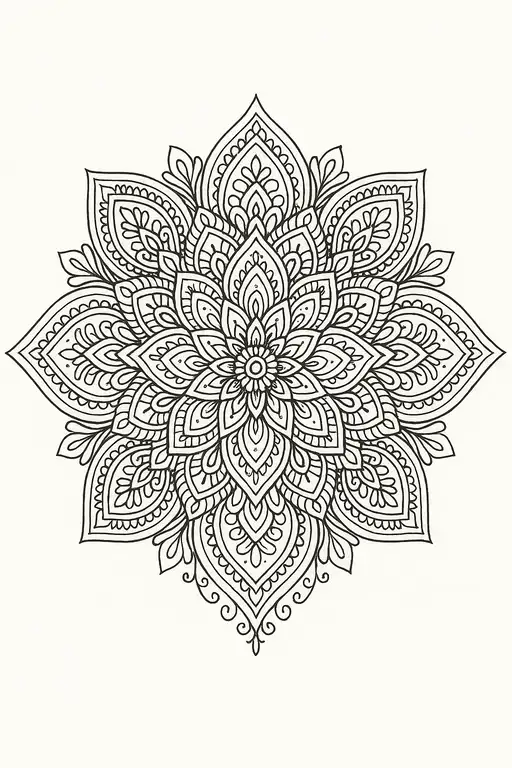 Official intricate floral mandala coloring page.