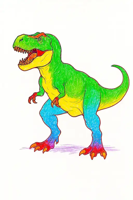 Official colored dinosaur coloring page example.