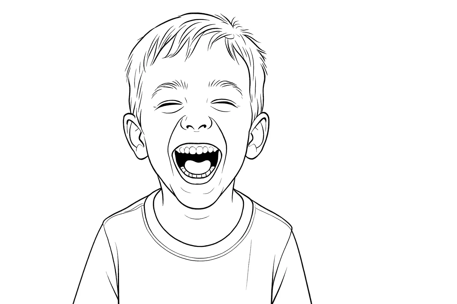 Official child portrait illustration as coloring page line art.