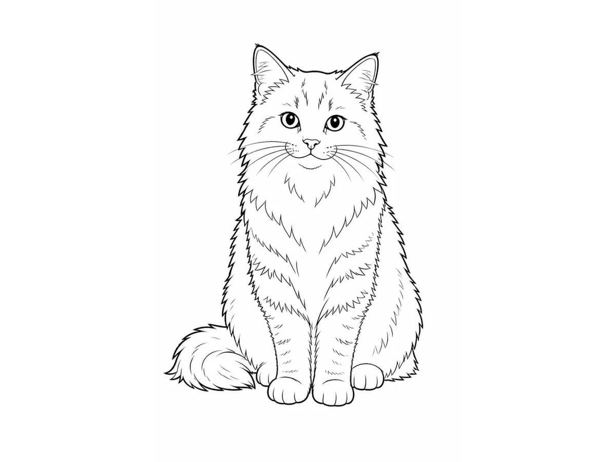 Official cat photo converted into clean black and white line art.