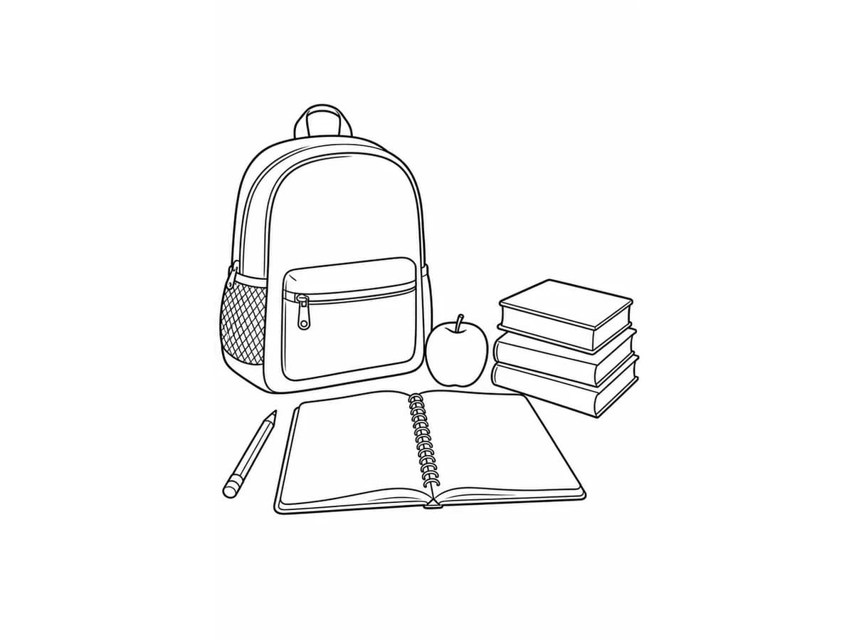 Official classroom objects converted into printable coloring page.