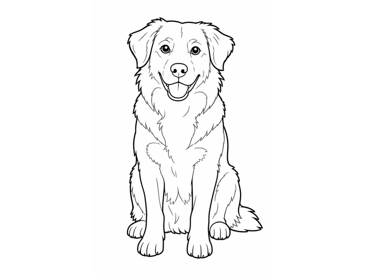 Official dog photo converted into printable coloring page line art.